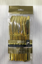 טען תמונה לצפייה בגלריה, סכין/מזלג/כף- מוזהב- 12 יח&#39; באריזה
