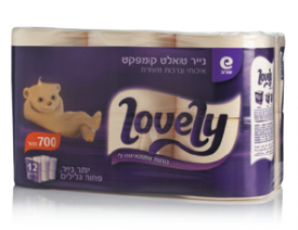 Lovely קומפקט חמאה- נייר טואלט דו שכבתי רך במיוחד, בצבע חמאה