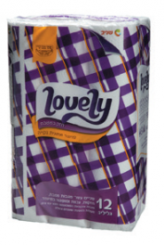 מגבות 12 גלילים Lovely- מגבות מטבח סופגות עבות וחזקות מיוצרות מ100% תאית